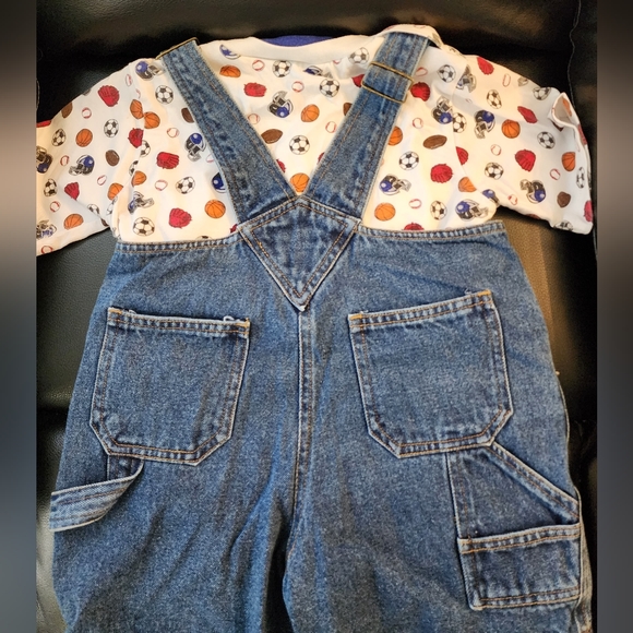 Boy's overall shorts w/shirt set - Picture 3 of 6